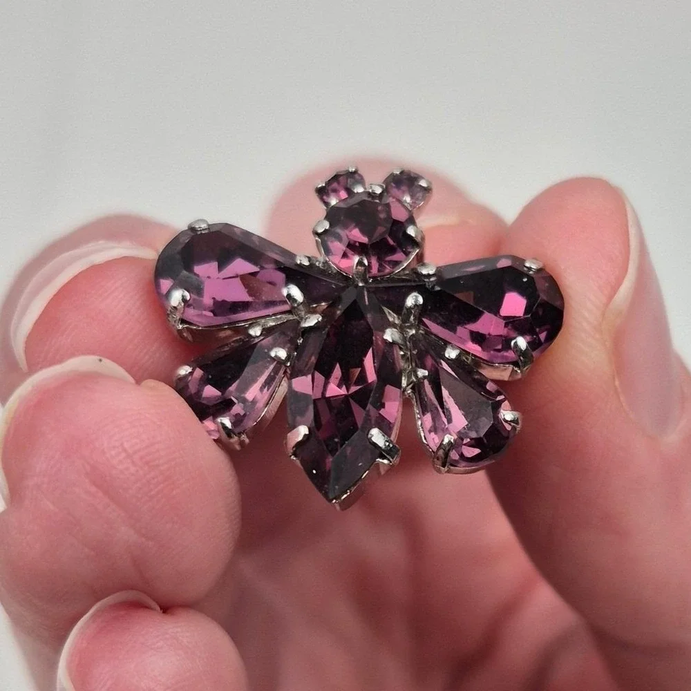 Lot 3 Vtg Rhinestone Brooches 1